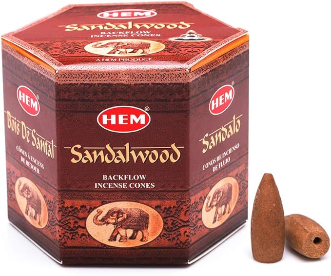 HEM Sandalwood Backflow Brown Incense Cones