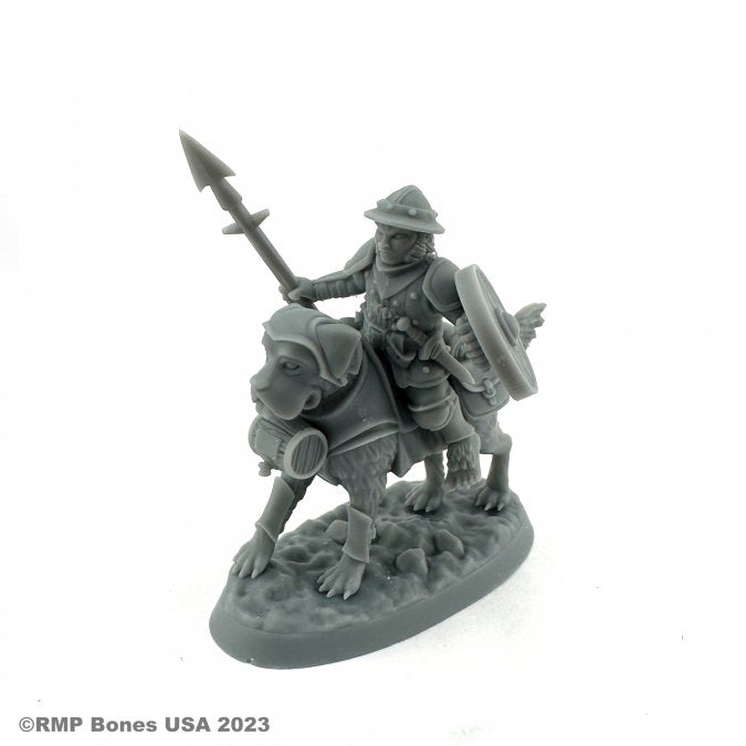 Reaper Miniatures Bones USA: Dungeon Dwellers - MALE HALFLING DOG RIDER 07114