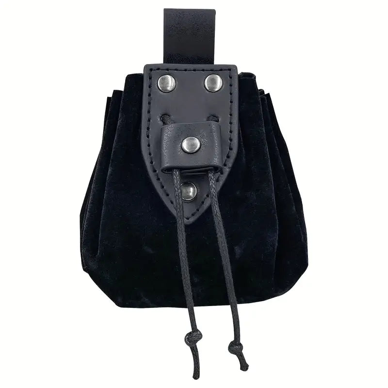 Vintage Medieval Synthetic Leather Drawstring Pouch