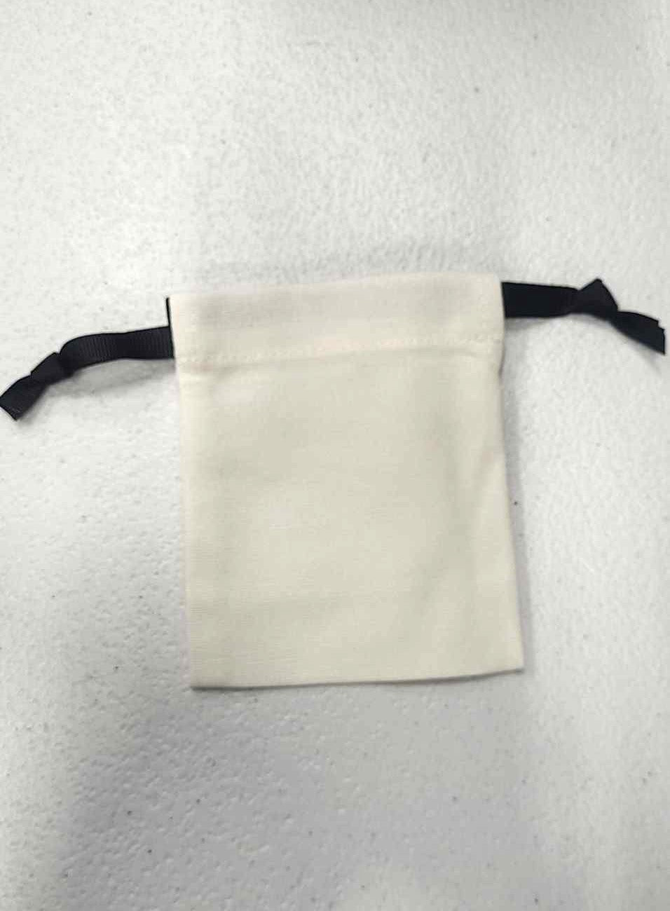 Bags, White Cotton with Black draw string