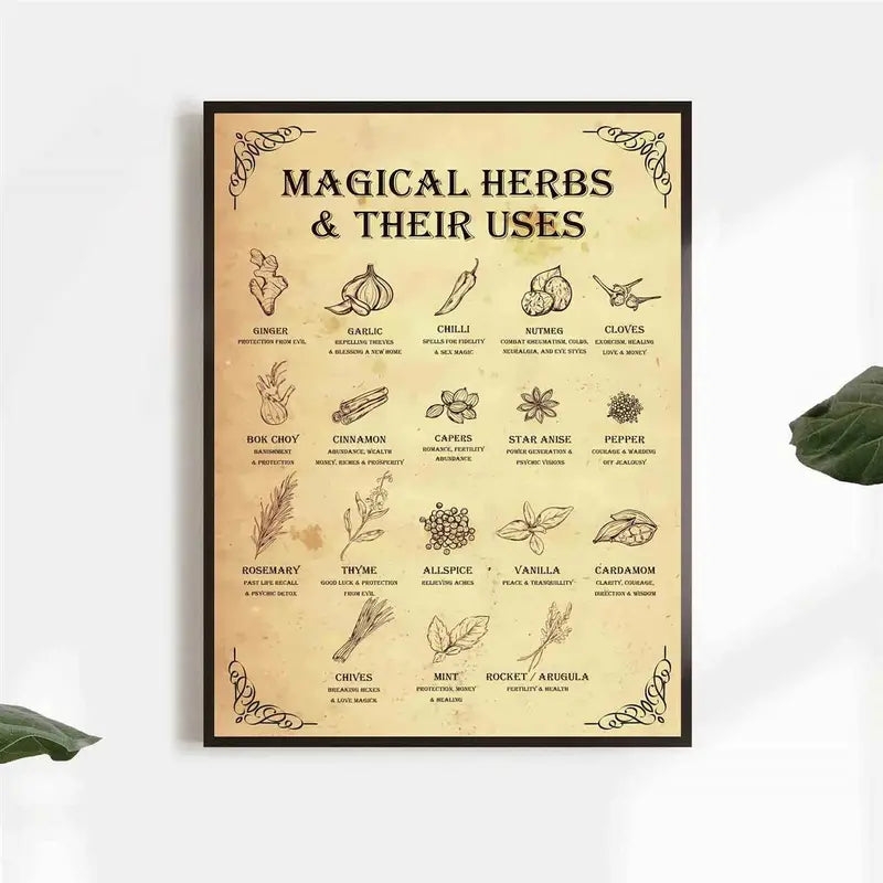 Poster, Magical Herbs And Their Uses, Unframed
