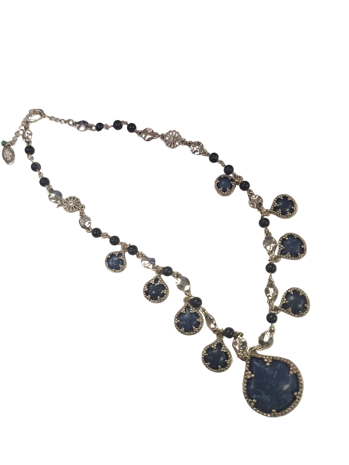 Necklace, White Metal and Sodalite.