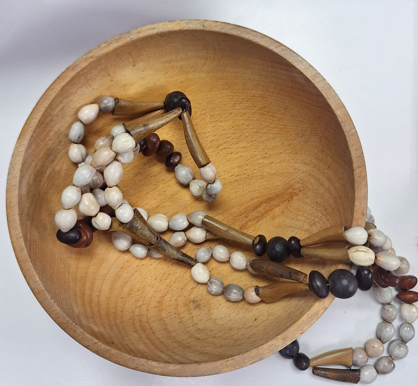 Necklace, Two Strand Wood Bead