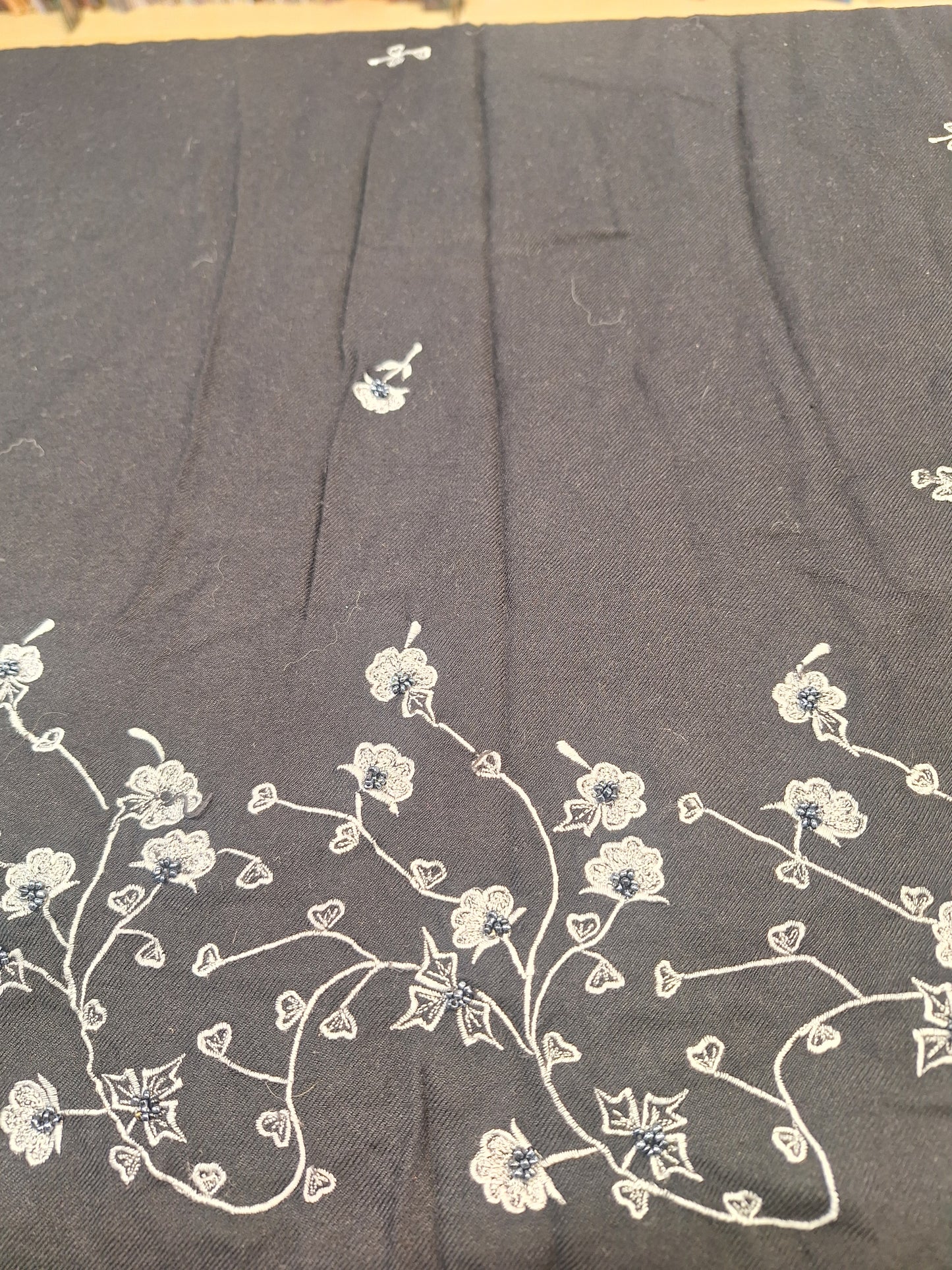 Altar Cloth, Black with White flower Motif