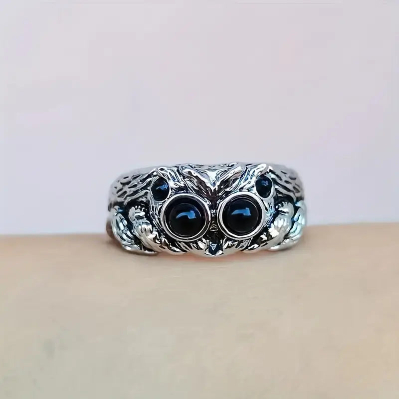 Ring, Spider Ring with Obsidian Eyes
