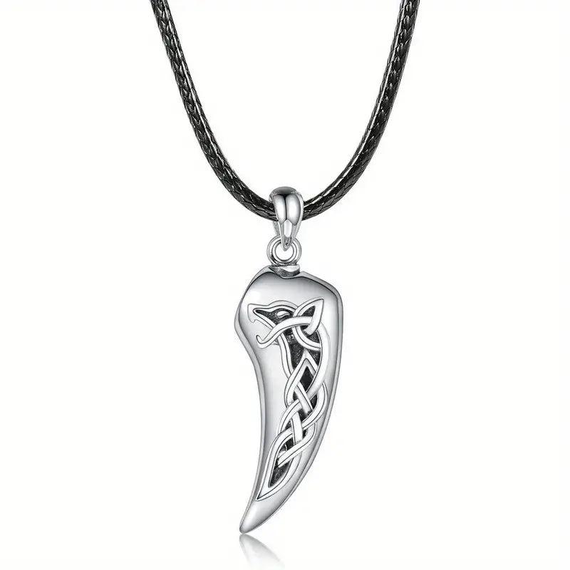 Necklace, Stainless Steel Wolf Tooth with Nordic design