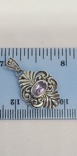 Gemstone Pendant, Filagree Amethyst and Sterling Silver