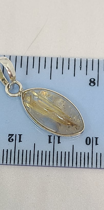 Pendant, Sterling Silver and Rutilated Quartz