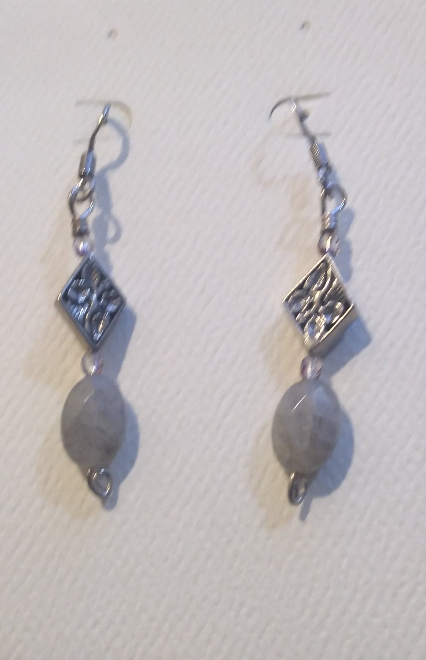 Earrings, Sterling Silver and Labradorite