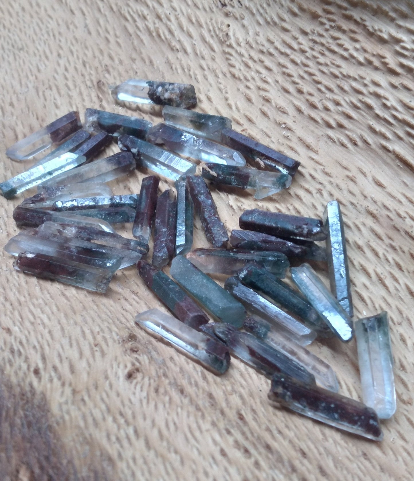 Rough, Quartz, Lemurian, Red and Green