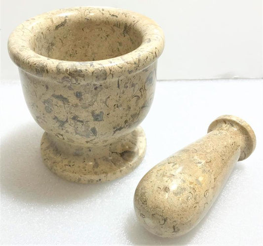 Mortar and Pestle, Fossil Coral 4 inch