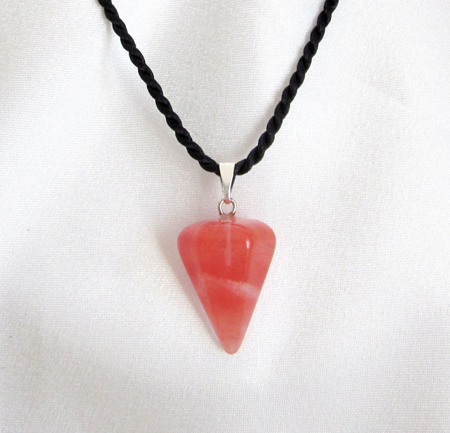 Pendant, Cherry Quartz Reiki Pyramid