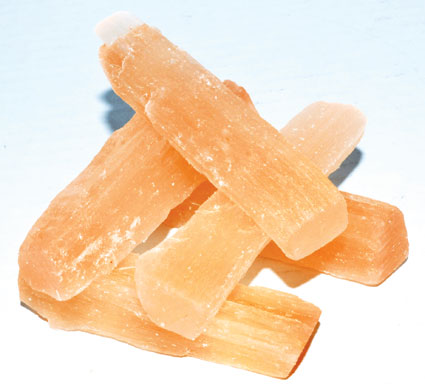 Rough, Orange Selenite sticks under 5 inches "Goddess Stone"