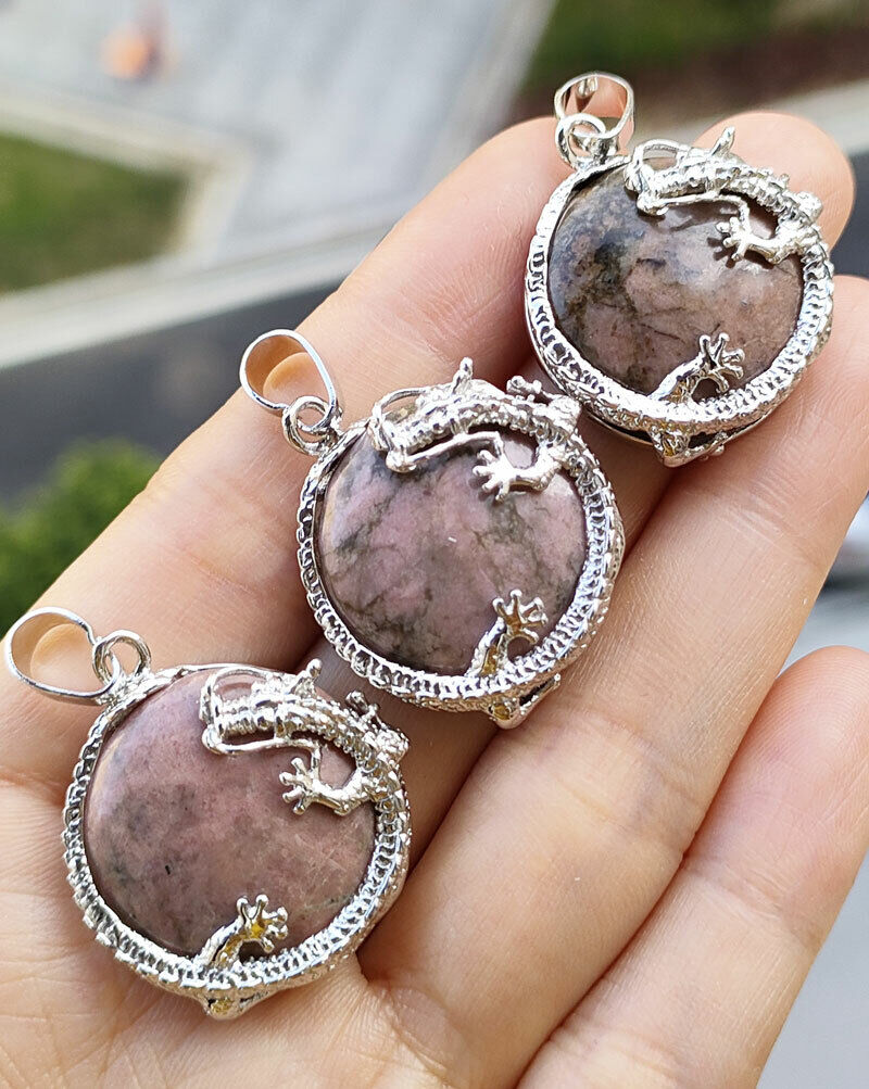Rhodochrosite Gems stone Dragon Pendants