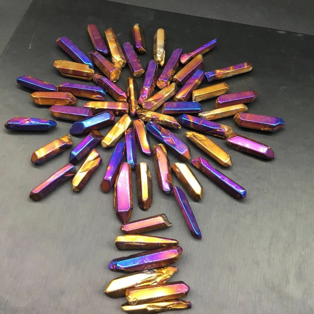 Rainbow Aura Lemurian Quartz Crystal Points Medium
