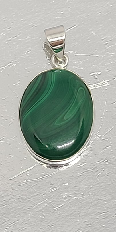Necklace, Sterling Silver with Malachite