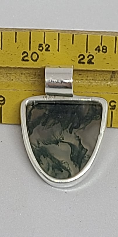 Necklace, Sterling Silver filagree with Moss Agate