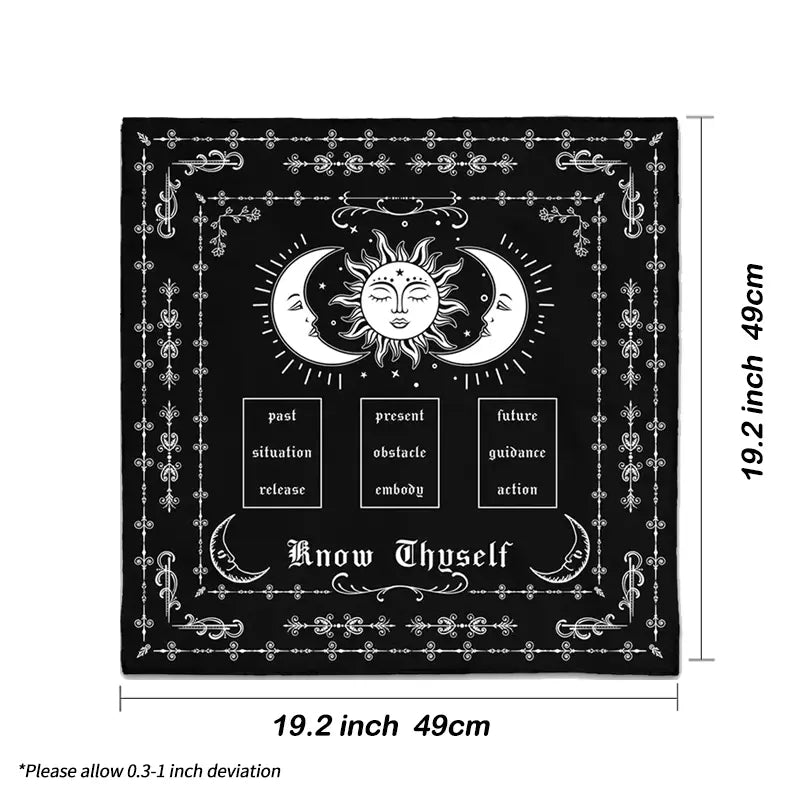 Tarot Cloth, Triple Moon Know thyself Reading