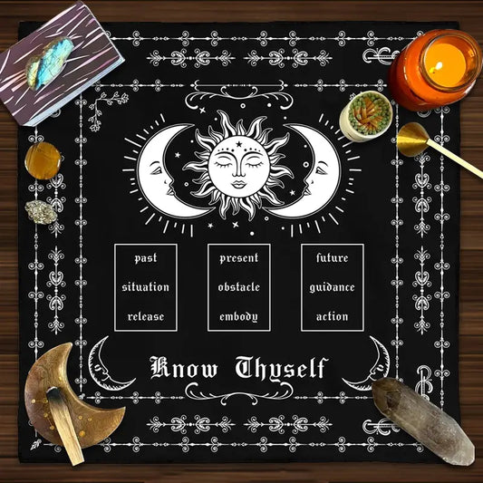 Tarot Cloth, Triple Moon Know thyself Reading