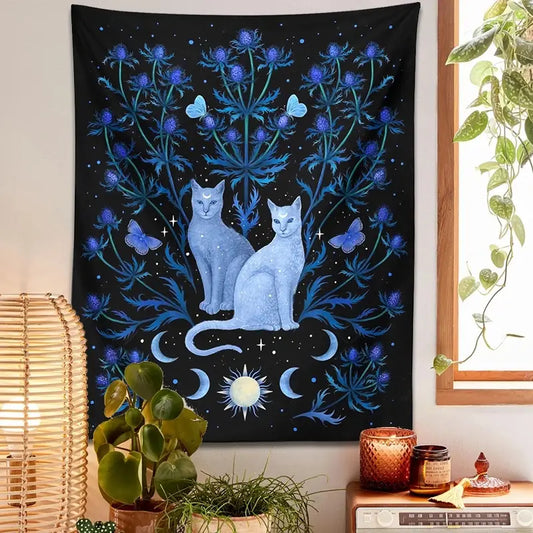 Tapestry, Blue Moon Cats & Flowers