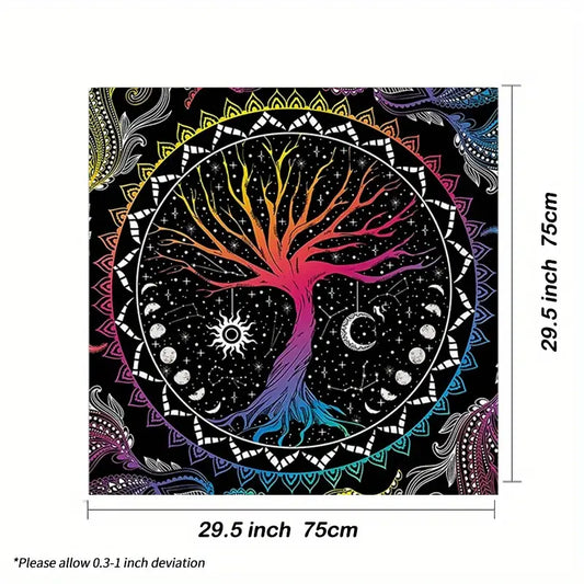 Alter Cloth- Rainbow Tree of Life with Moon Phases