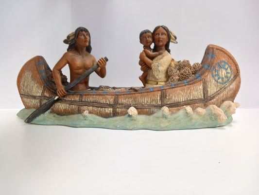 Native American Family in Canoe