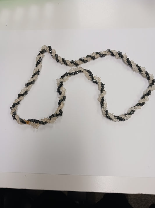 Necklace- Hematite and Quartz Beaded