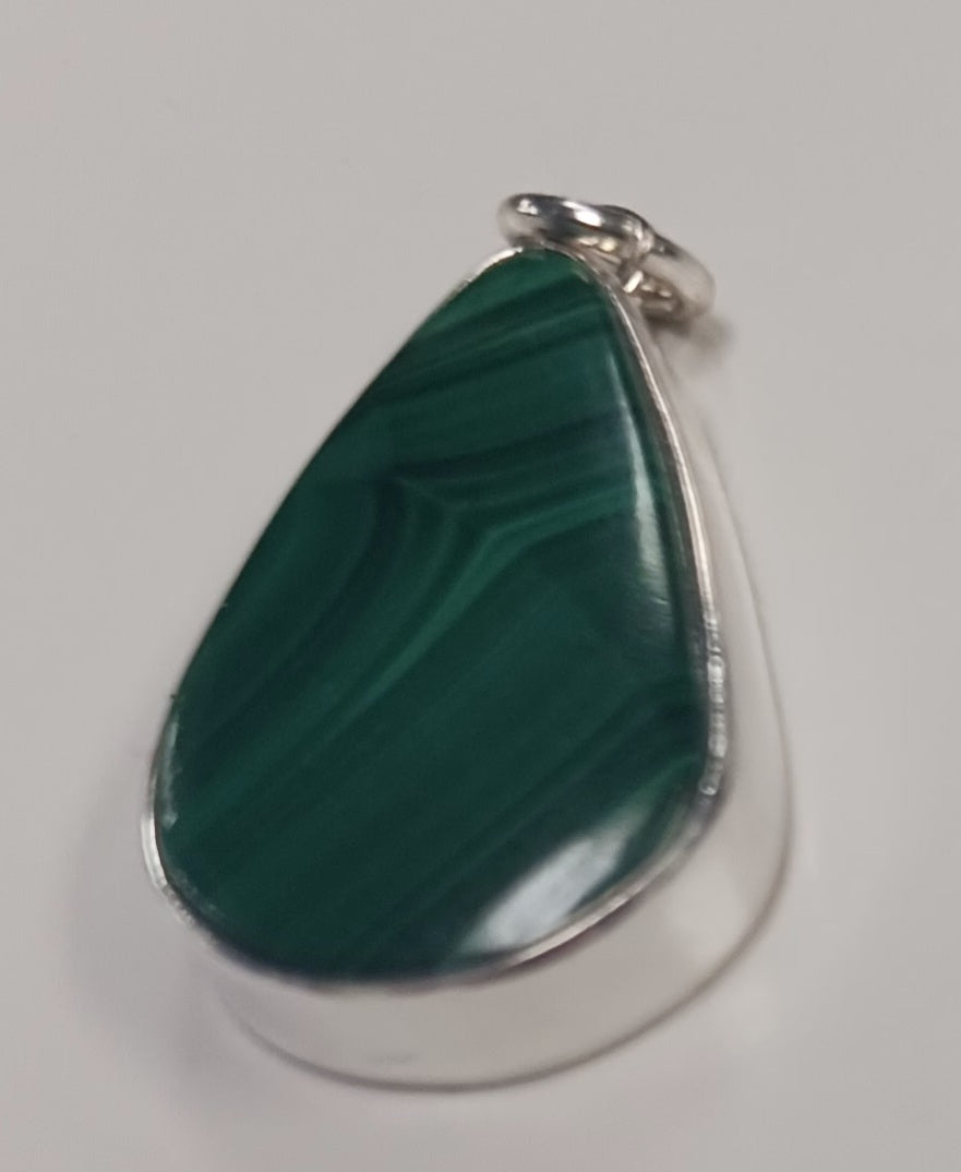 Pendant, Serling Silver and malachite