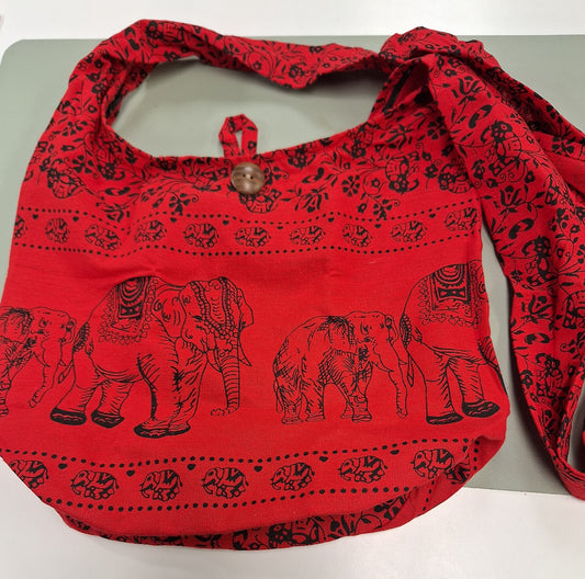 Hippie Boho Crossbody SLING Shoulder Bag with Elephant