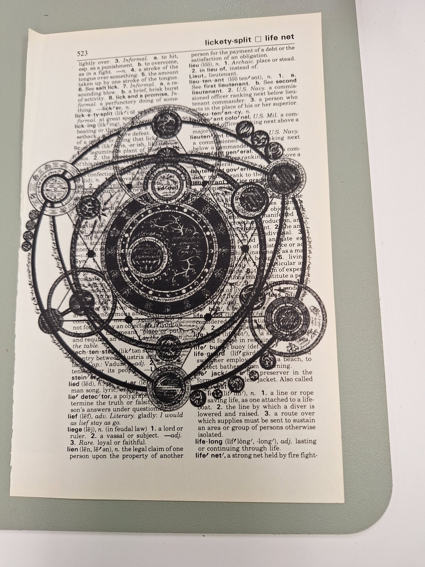 Art Prints on Dictionary Pages: Spiritual, Hands & Mandalas