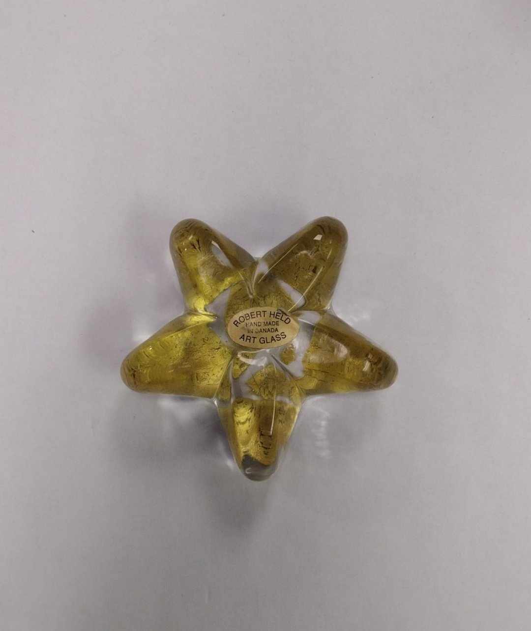 Robert Held Art Glass Hand Blown Gold Foil Star Paperweight