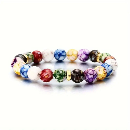 7 Chakra Reiki Healing Energy Bracelet with Glass Beads & Synthetic Stones
