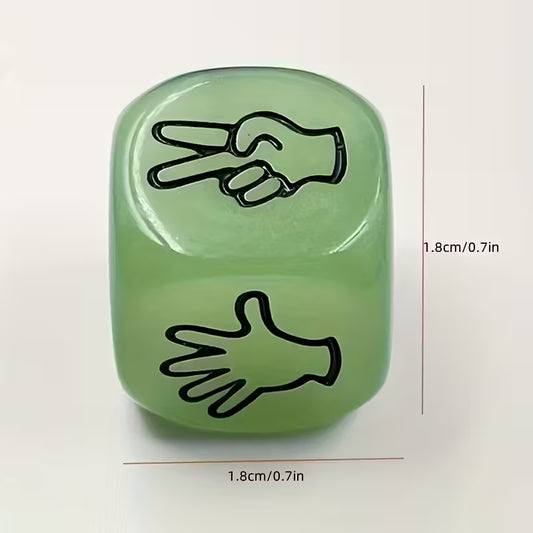 Glow-In-The-Dark Rock Scissors Paper Dice (set of 2)