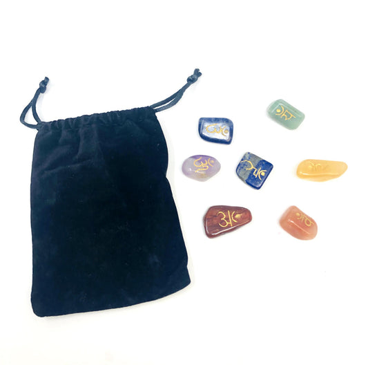 7 Chakra Engraved Tumbled Gemstone  Set