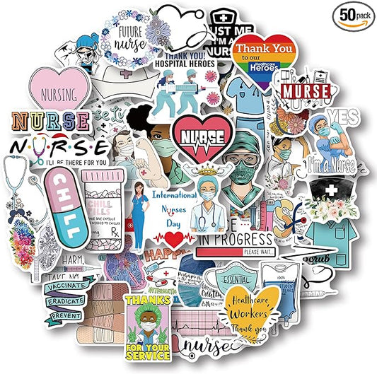 Doctor and Nurse Stickers, Vinyl Nursing Stickers Decals for Laptops and Water Bottles, Nurse Accessories for Work