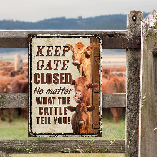 Tin Sign, Red Angus Cow