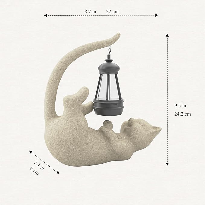 Solar Cat Garden Statue Various