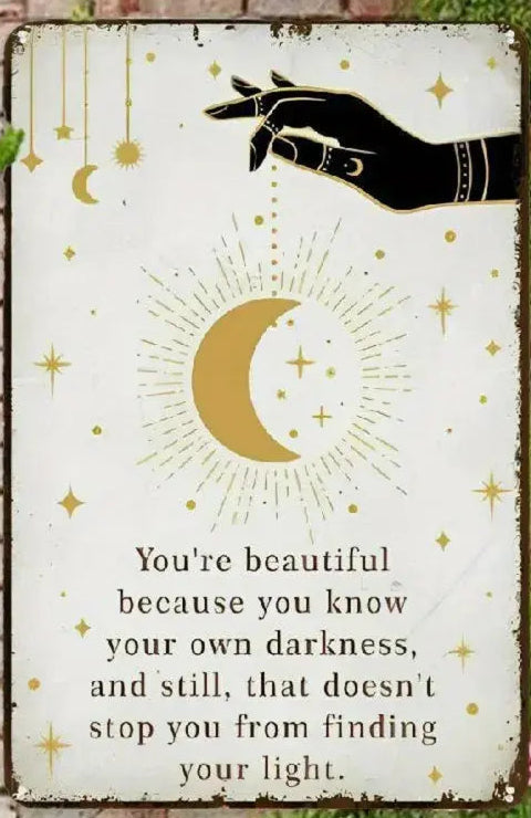 Metal Sign: Celestial Night Sky Signage with Inspirational Quote