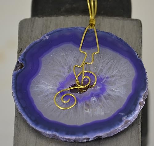 Pendant, Agate slices Hand wrapped