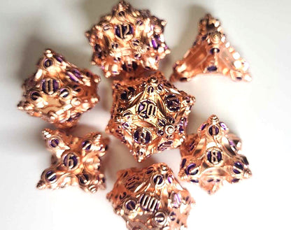 Dice Sets, Spikey Metal Polyhedron 7 Piece Set