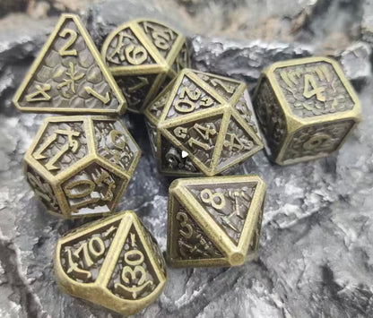 Dice Set, Knight’s Armory Metal Polyhedron 7 Piece Set