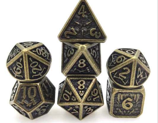 Dice Set, Knight’s Armory Metal Polyhedron 7 Piece Set