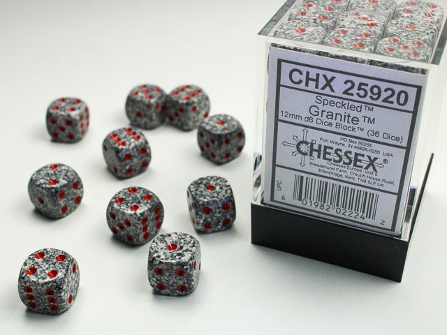 Chessex Dice  - 12mm D6 dice Blocks (36 dice)