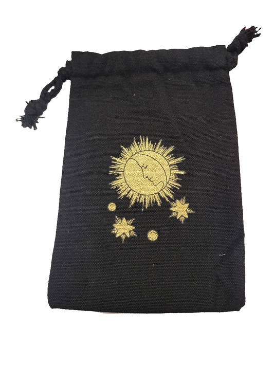 Cotton bag- Black Sun, Moon and Stars