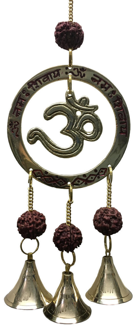 Wind Chime, Brass with Rudraksh, Om in Ring