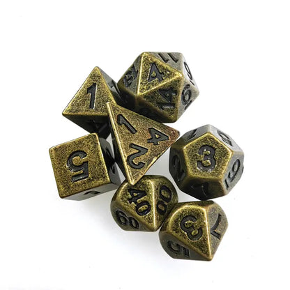 Dice Sets, Mini and Micro Solid Metal Polyhedron 7 Piece Sets