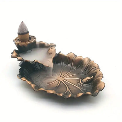 Backflow Metal Incense Burner - Lotus Leaf