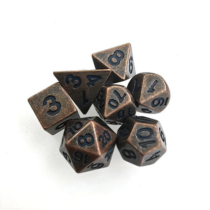 Dice Sets, Mini and Micro Solid Metal Polyhedron 7 Piece Sets