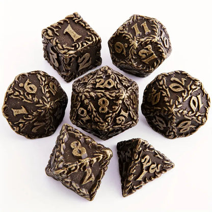 Dice Sets, Solid Metal Polyhedron 7 Piece Set