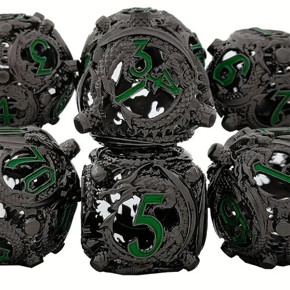 Dice Set - Metal Round Dragon Dice